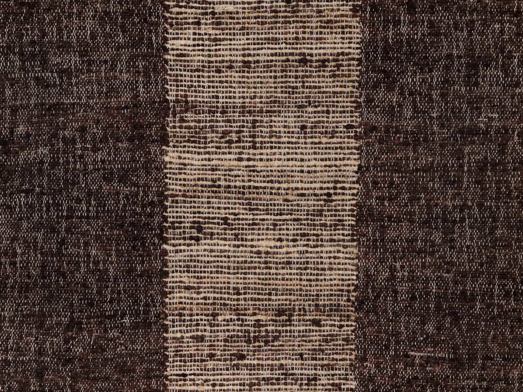 5'2"x7'3" Chocolate Brown, Flat Weave, Durie Kilim with Geometric Design, Textured, Hand Woven, 100% Wool, Oriental Rug HR93010 - Image 5
