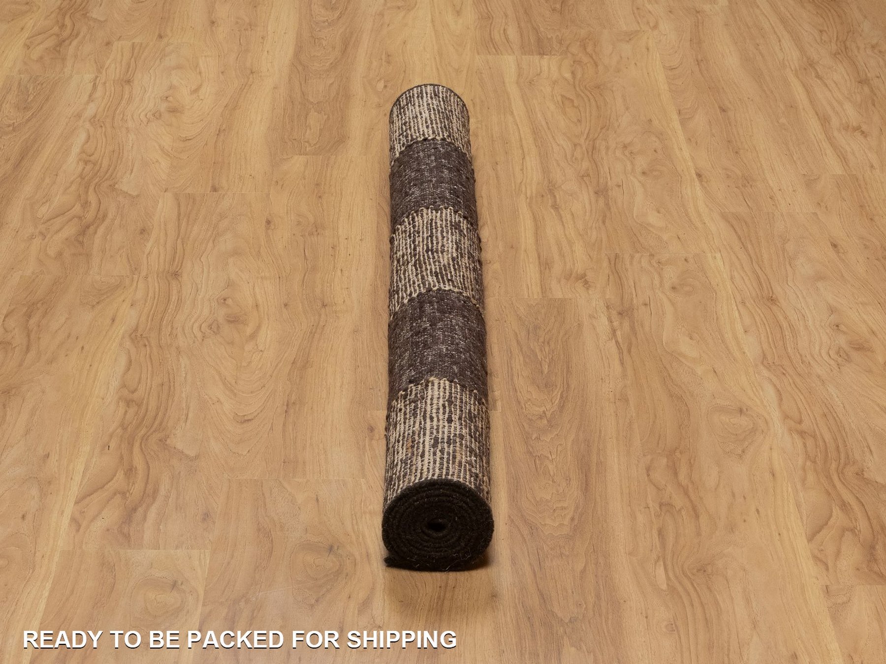 5'2"x7'3" Chocolate Brown, Flat Weave, Durie Kilim with Geometric Design, Textured, Hand Woven, 100% Wool, Oriental Rug HR93010 - Image 6