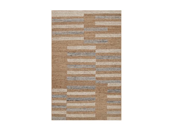 5'x8' Chipmunk Brown, Flat Weave, Durie Kilim with Geometric Design, 100% Wool, Hand Woven, Oriental Rug HR93011