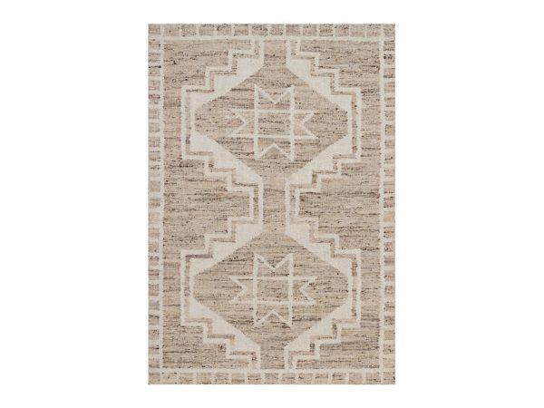 5'3"x7'9" Khaki Brown, Flat Weave, Durie Kilim with Geometric Design, 100% Wool, Hand Woven, Oriental Rug HR93013