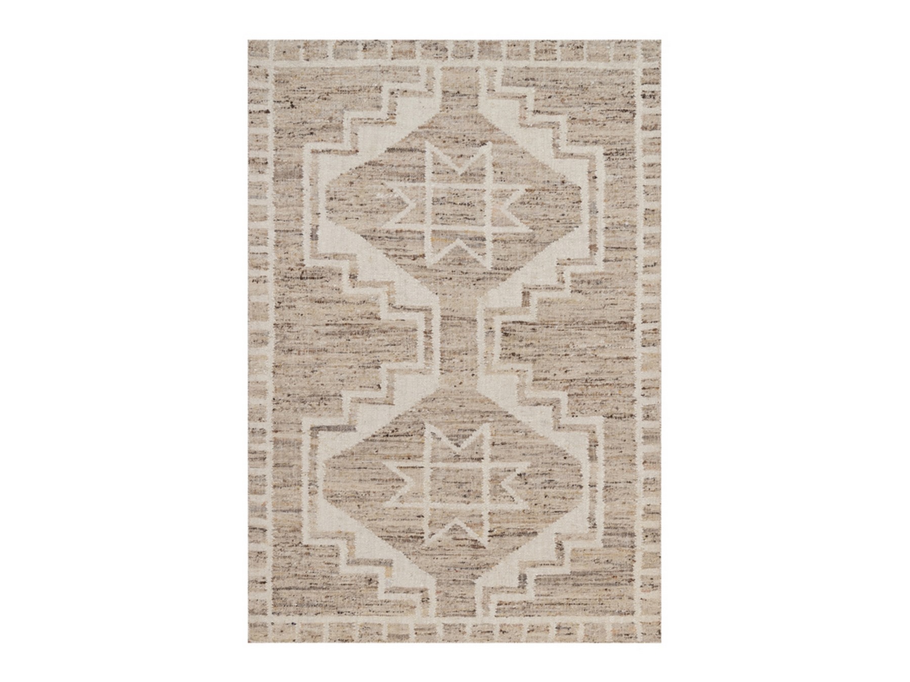 5'3"x7'9" Khaki Brown, Flat Weave, Durie Kilim with Geometric Design, 100% Wool, Hand Woven, Oriental Rug HR93013