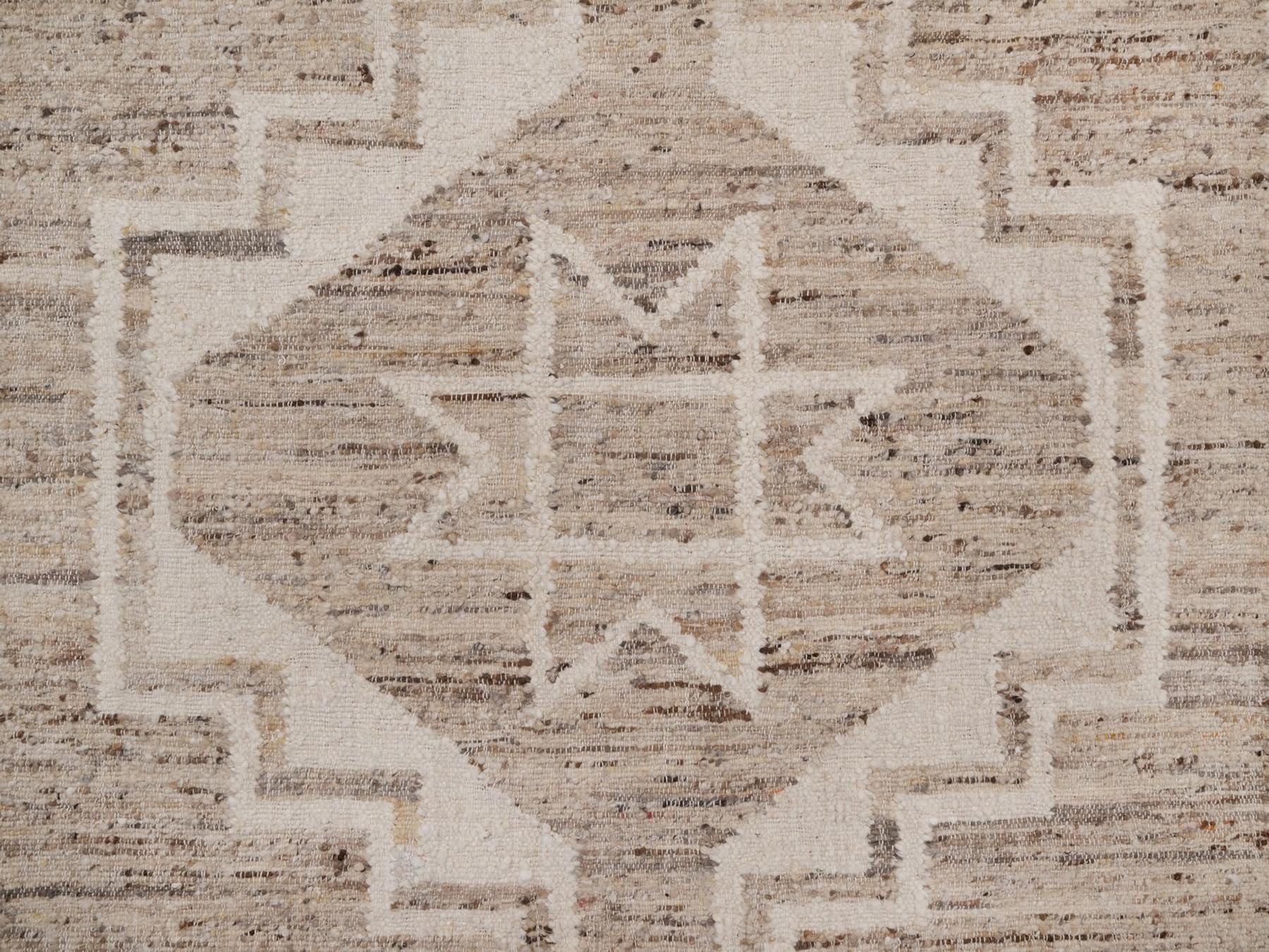 5'3"x7'9" Khaki Brown, Flat Weave, Durie Kilim with Geometric Design, 100% Wool, Hand Woven, Oriental Rug HR93013 - Image 5