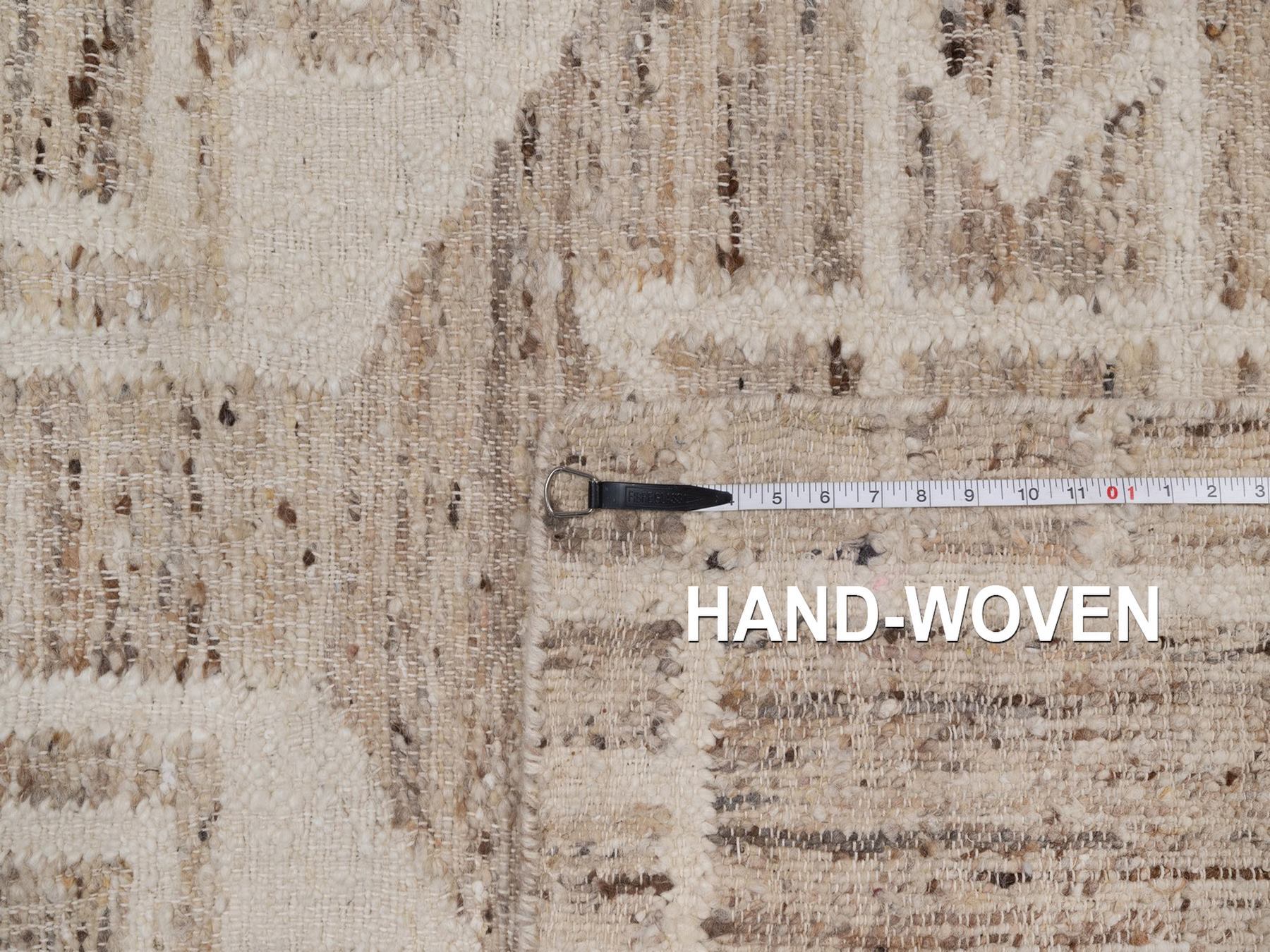 5'3"x7'9" Khaki Brown, Flat Weave, Durie Kilim with Geometric Design, 100% Wool, Hand Woven, Oriental Rug HR93013 - Image 8