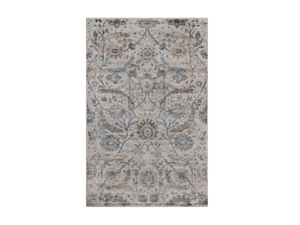 3'x5' Light Gray, Sickle Leaf Design, Hand Knotted, Silk with Textured Wool, Plush and Lush, Borderless, Oriental Rug HR93014