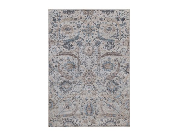 4'x6' Light Gray, Sickle Leaf Design, Silk with Textured Wool, Plush and Lush, Hand Knotted, Borderless, Oriental Rug HR93015